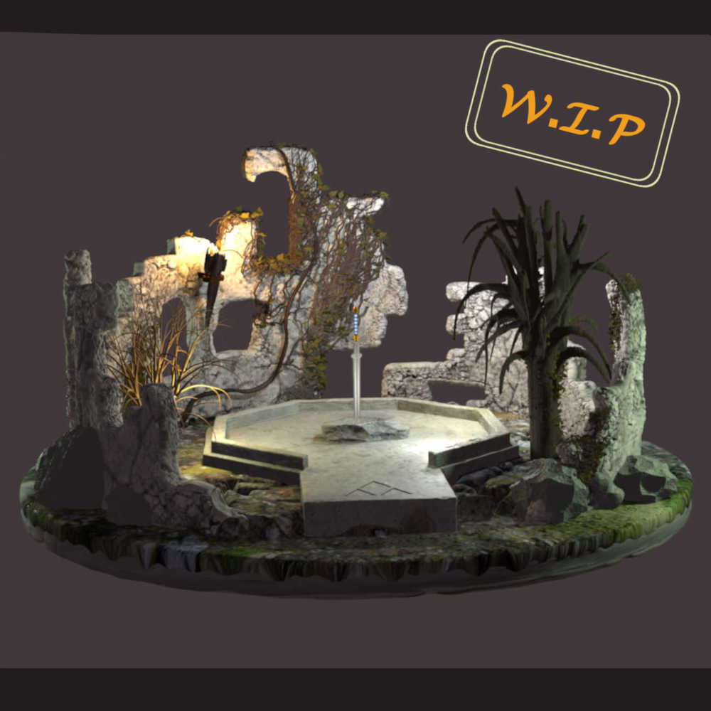 Work in progress - Diorama sur le thème de Zelda, lieux secret épée de Link