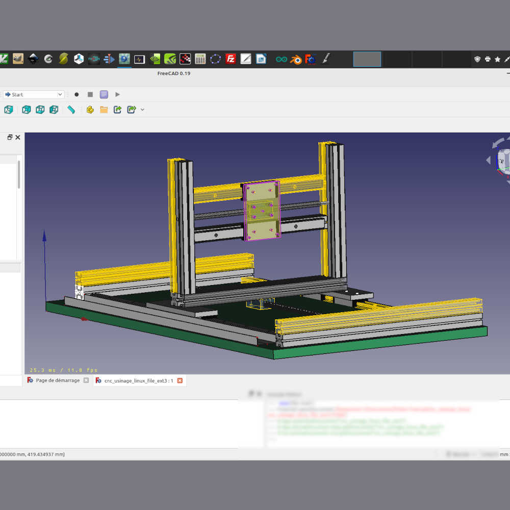 Dessin en 3D, projection ralisé sur FreeCAD 